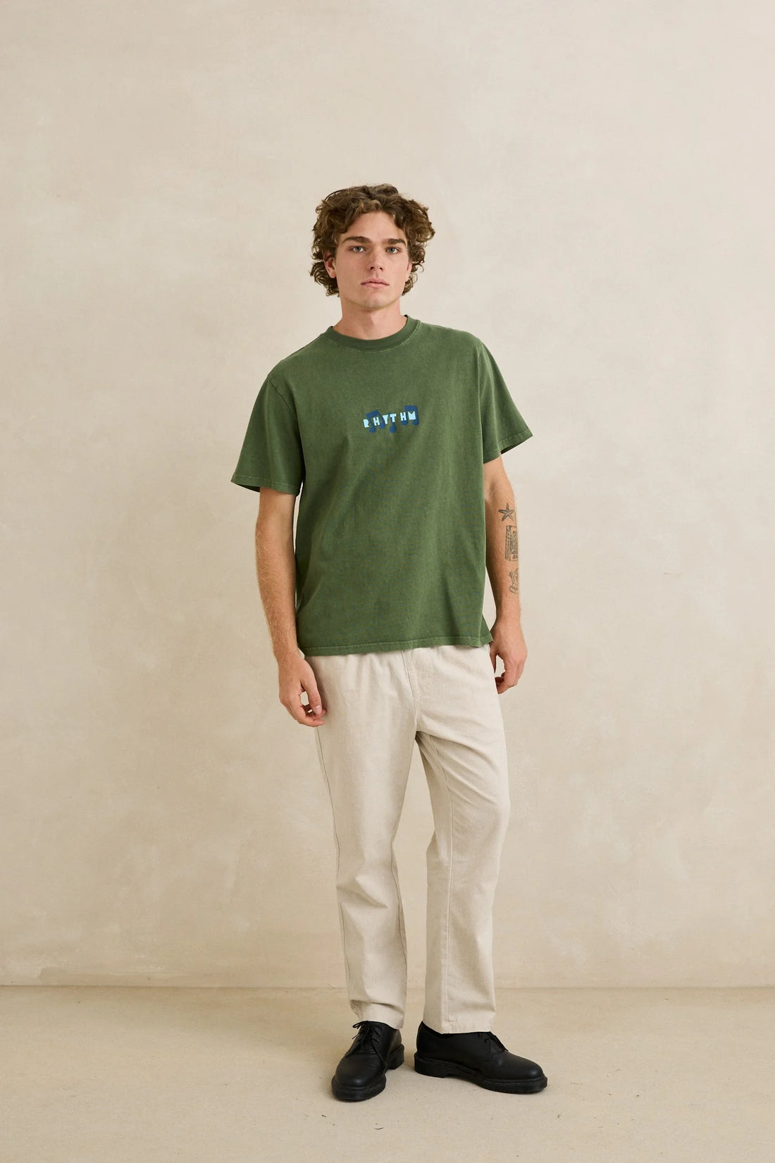 RHYTHM RADIO SOUNDS VINTAGE SHORT SLEEVED SHIRT - DILL
