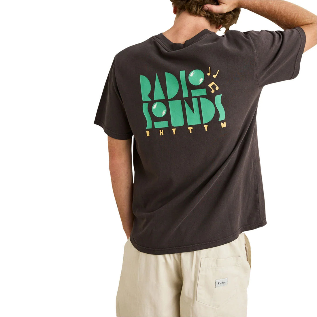 RHYTHM RADIO SOUNDS VINTAGE SHORT SLEEVE T-SHIRT - VINTAGE BLACK/BROWN