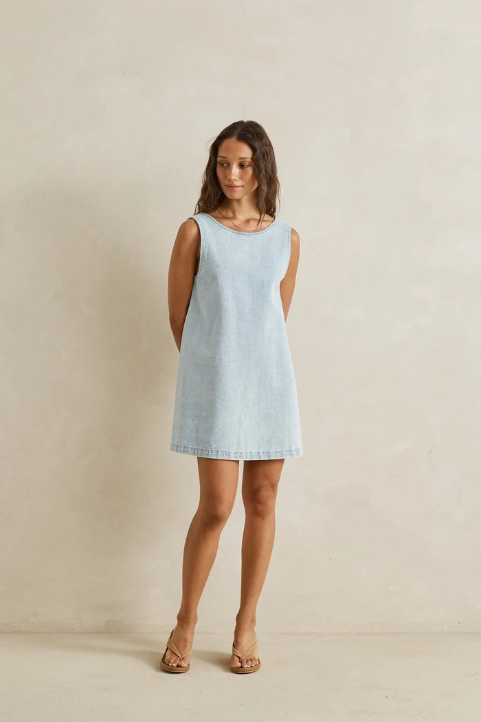 RHYTHM RILEY DENIM MINI DRESS - LIGHT WASH