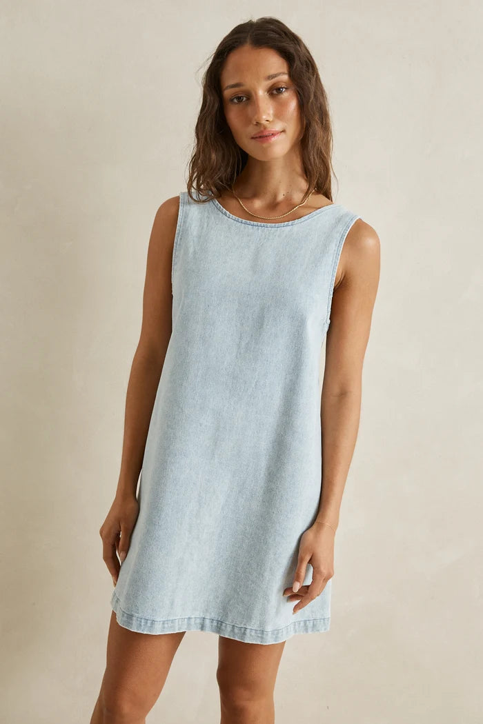 RHYTHM RILEY DENIM MINI DRESS - LIGHT WASH
