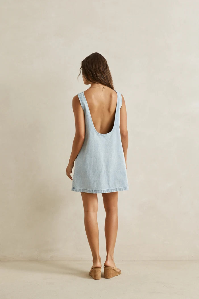 RHYTHM RILEY DENIM MINI DRESS - LIGHT WASH