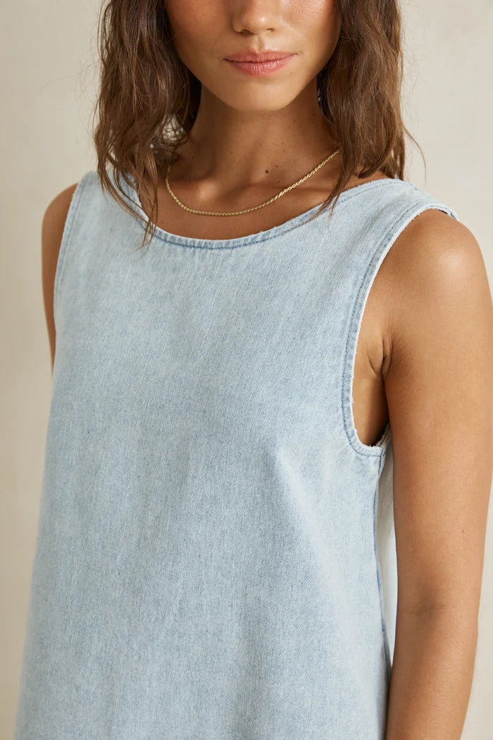 RHYTHM RILEY DENIM MINI DRESS - LIGHT WASH