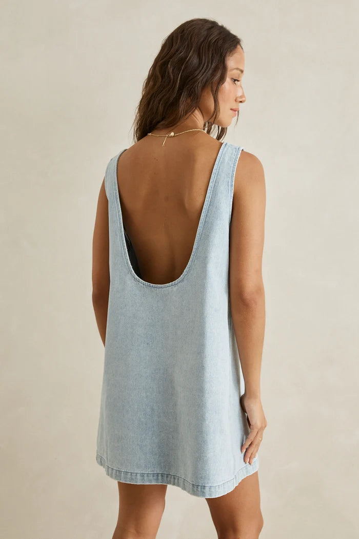 RHYTHM RILEY DENIM MINI DRESS - LIGHT WASH