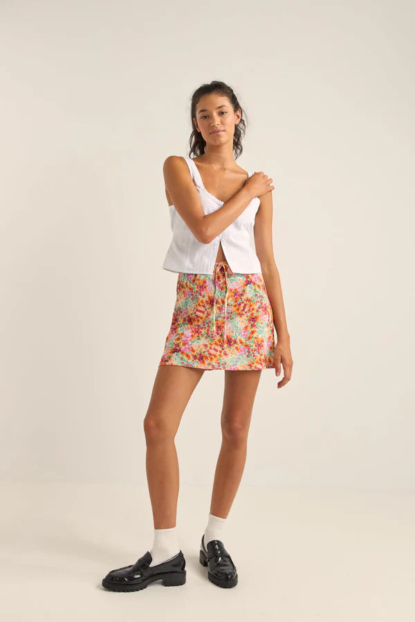 RHYTHM SIERRA FLORAL BIAS CUT MINI SKIRT - ORANGE