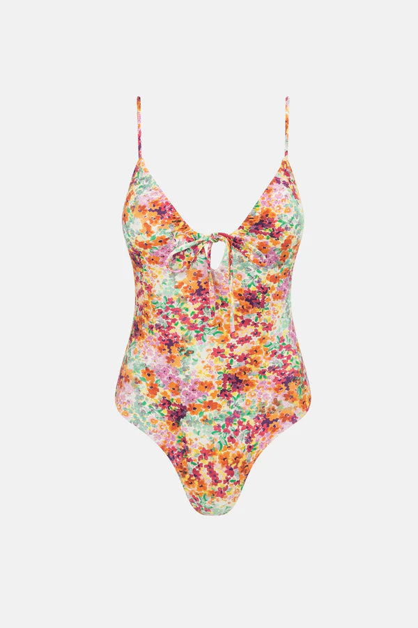 RHYTHM SIERRA FLORAL TIE FRONT ONE PIECE - ORANGE