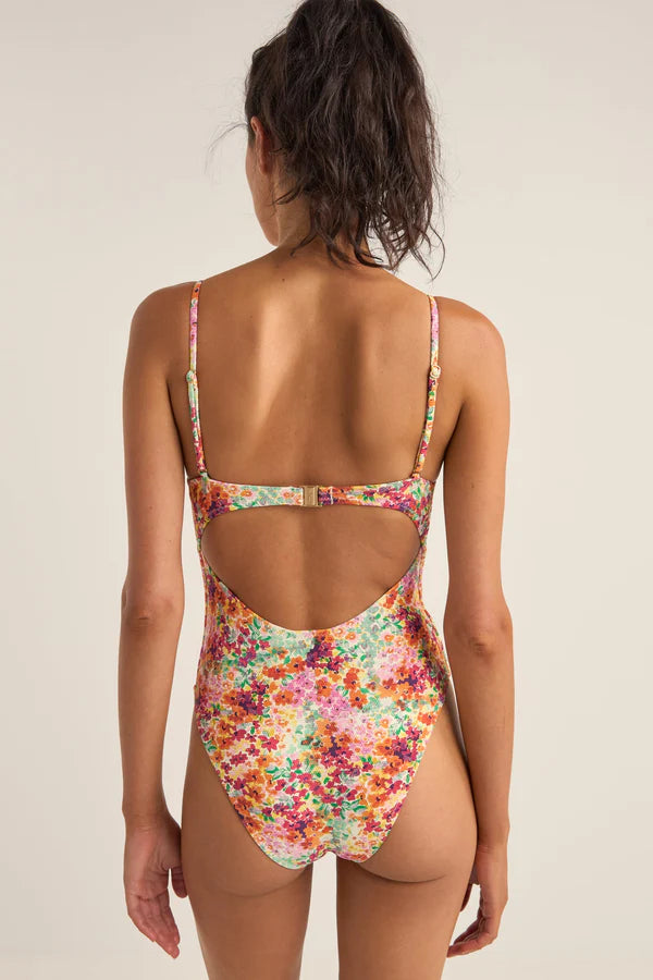 RHYTHM SIERRA FLORAL TIE FRONT ONE PIECE - ORANGE