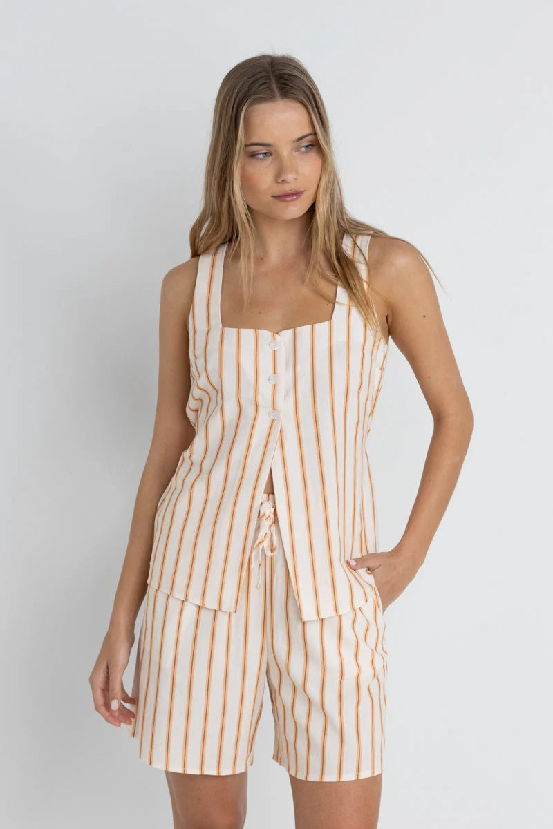 RHYTHM TIDE STRIPE LONG VEST - NATURAL