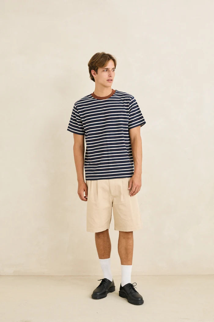 RHYTHM VINTAGE STRIPE SS T-SHIRT - NAVY