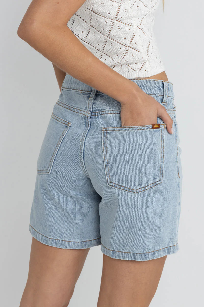 RHYTHM WOMENS TOUR DENIM BERMUDA SHORT - LIGHT BLUE