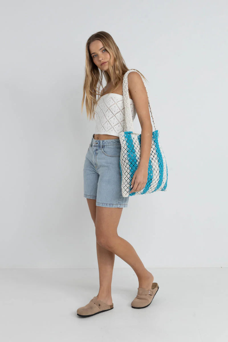 RHYTHM WOMENS TOUR DENIM BERMUDA SHORT - LIGHT BLUE