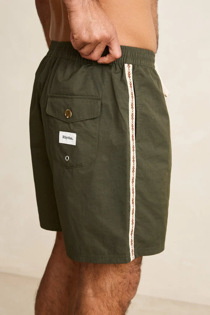 RHYTHM WOVEN TAPE BEACH SHORT - OLIVE