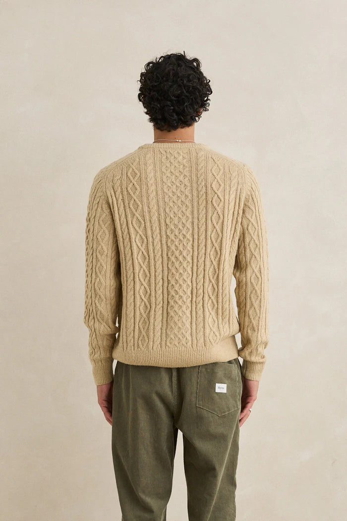 RHYTHM MENS MOHAIR FISHERMANS KNIT - SAND
