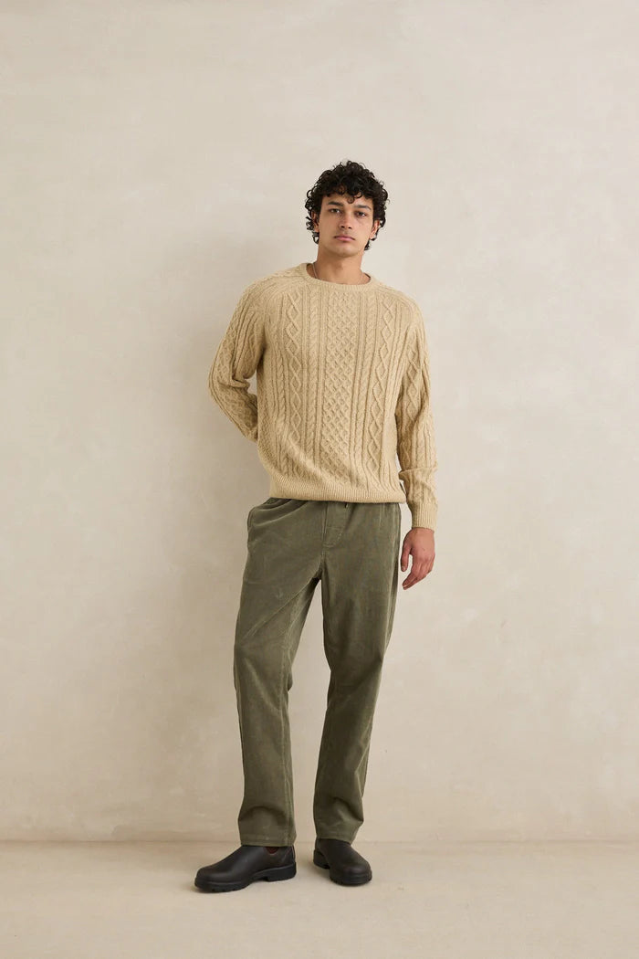 RHYTHM MENS MOHAIR FISHERMANS KNIT - SAND