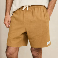 RHYTHM TEXTURED LINEN JAM SHORT -TABACOO