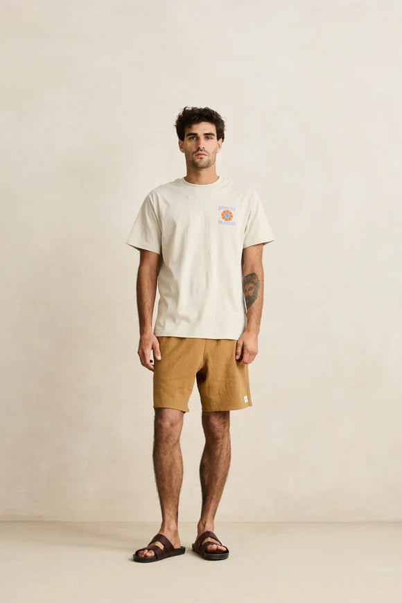 RHYTHM TEXTURED LINEN JAM SHORT -TABACOO