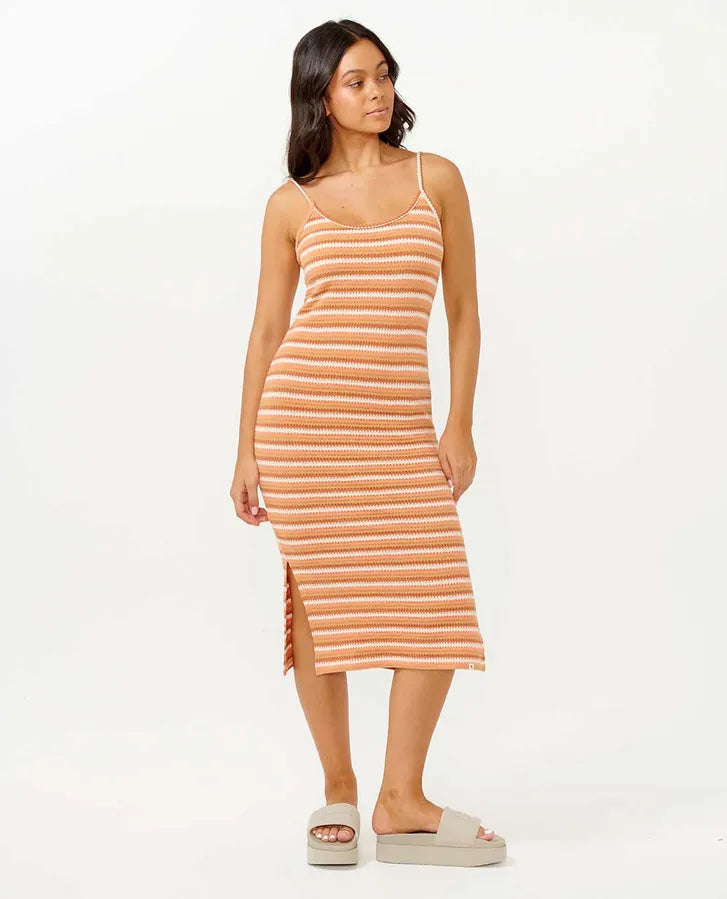 RIP CURL BOBBI STRIPE MIDI DRESS