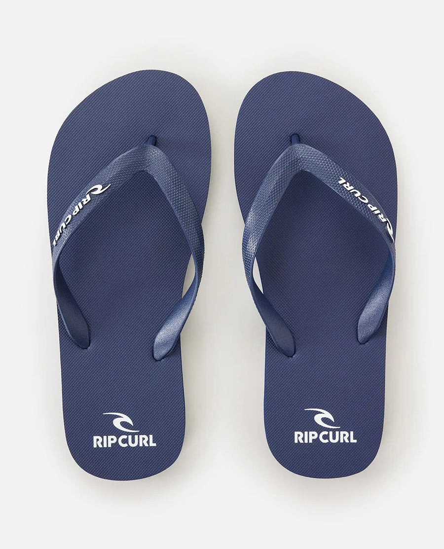 RIP CURL BRAND LOGO BLOOM OPEN TOE THONG - NAVY