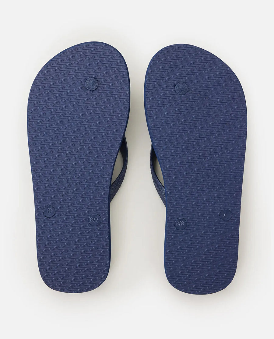 RIP CURL BRAND LOGO BLOOM OPEN TOE THONG - NAVY
