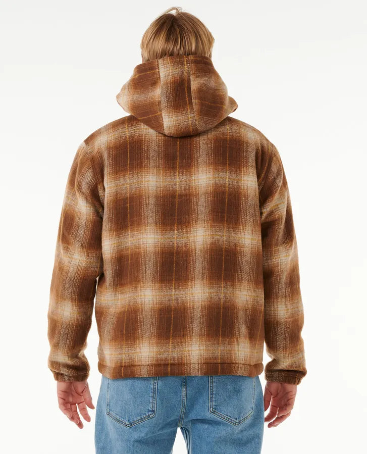 RIP CURL CLASSIC SURF CHECK JACKET - DUSTED CHOCOLATE