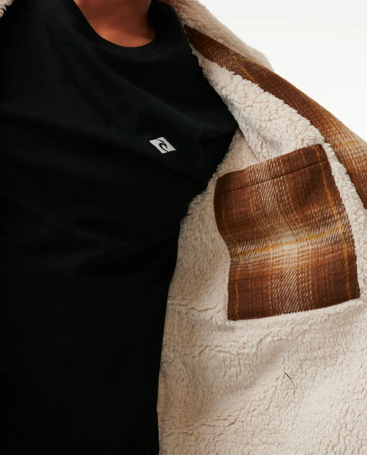 RIP CURL CLASSIC SURF CHECK JACKET - DUSTED CHOCOLATE