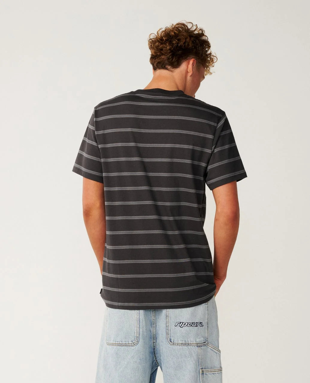 RIP CURL CLASSIC SURF STRIPE TEE - WASHED BLACK
