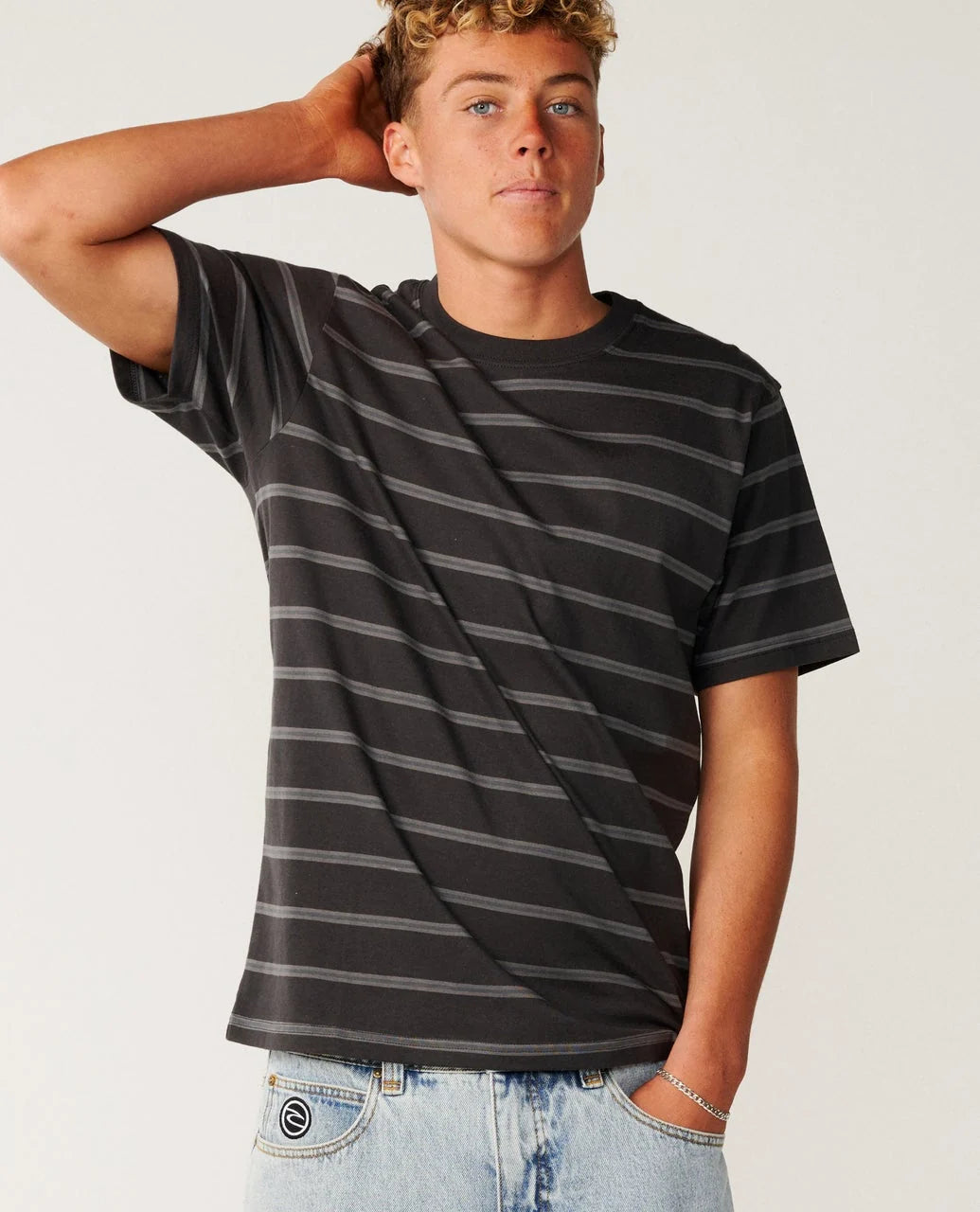 RIP CURL CLASSIC SURF STRIPE TEE - WASHED BLACK