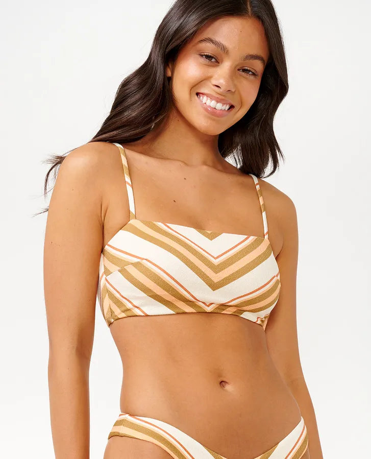 RIP CURL CATALINA STRIPE BANDEAU SWIM TOP