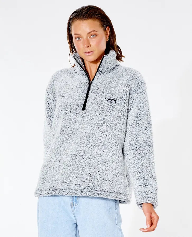 RIP CURL DARK N STORMY 1/4 ZIP CREW - LIGHT GREY