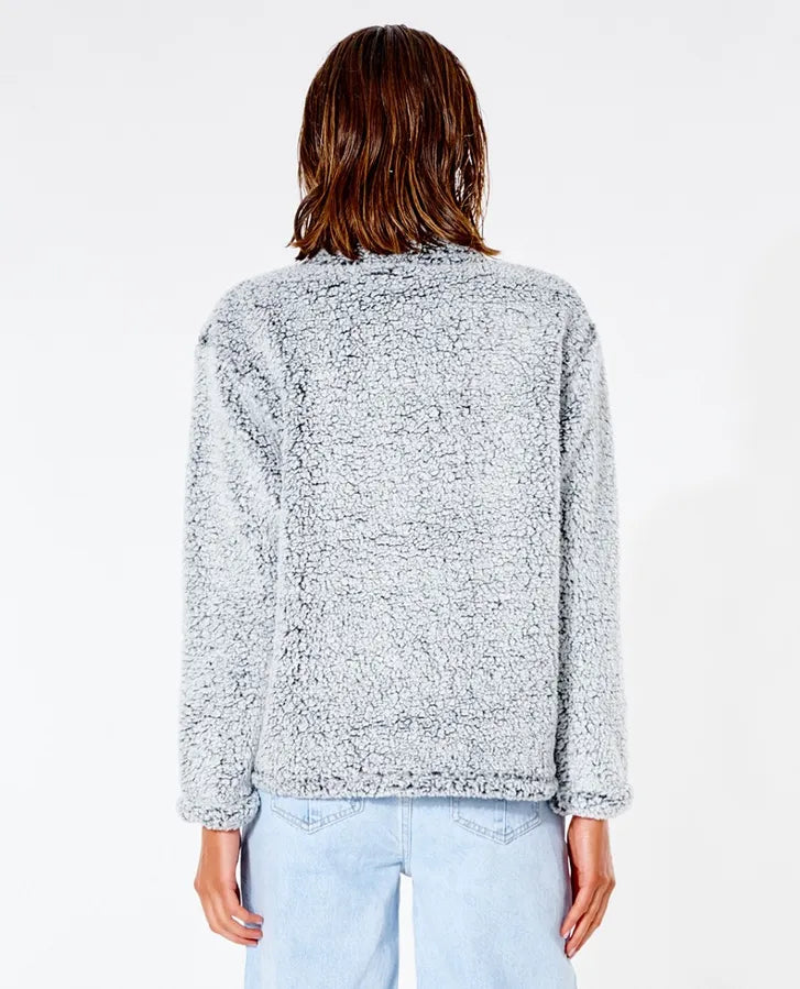 RIP CURL DARK N STORMY 1/4 ZIP CREW - LIGHT GREY