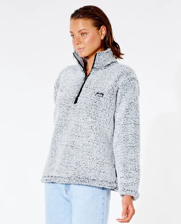 RIP CURL DARK N STORMY 1/4 ZIP CREW - LIGHT GREY