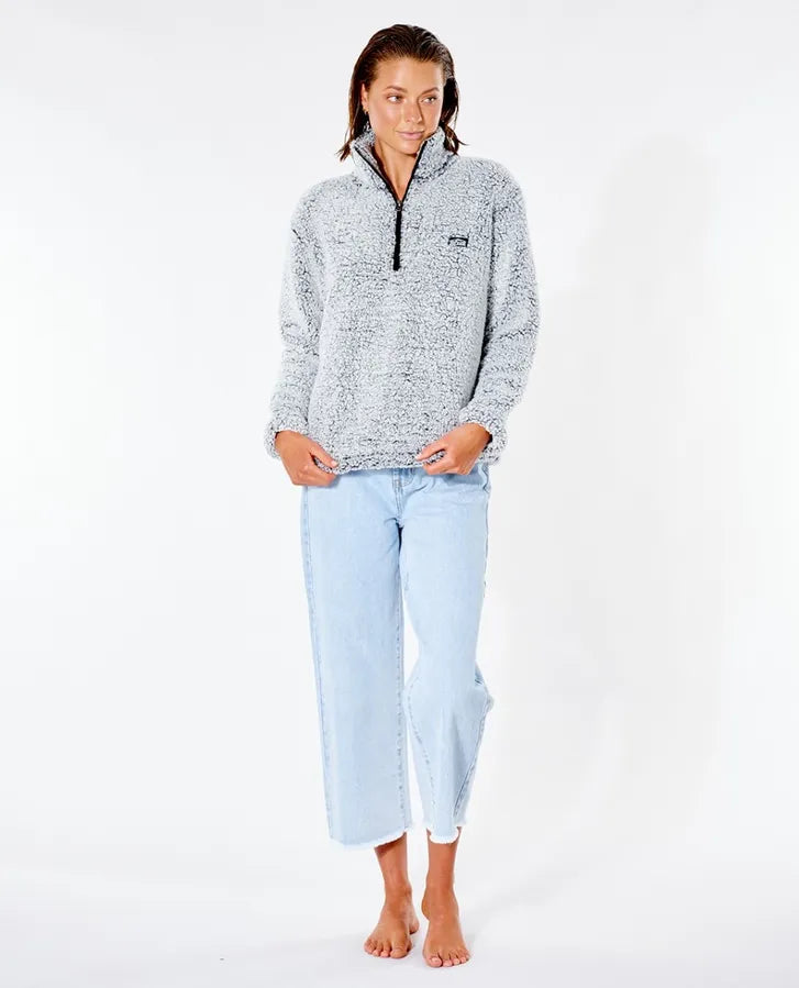 RIP CURL DARK N STORMY 1/4 ZIP CREW - LIGHT GREY