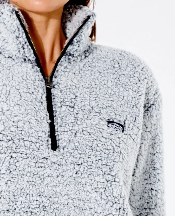 RIP CURL DARK N STORMY 1/4 ZIP CREW - LIGHT GREY