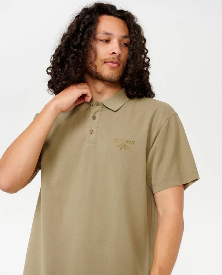 RIP CURL FADE OUT  EMBROID POLO SHIRT - WASHED MOSS