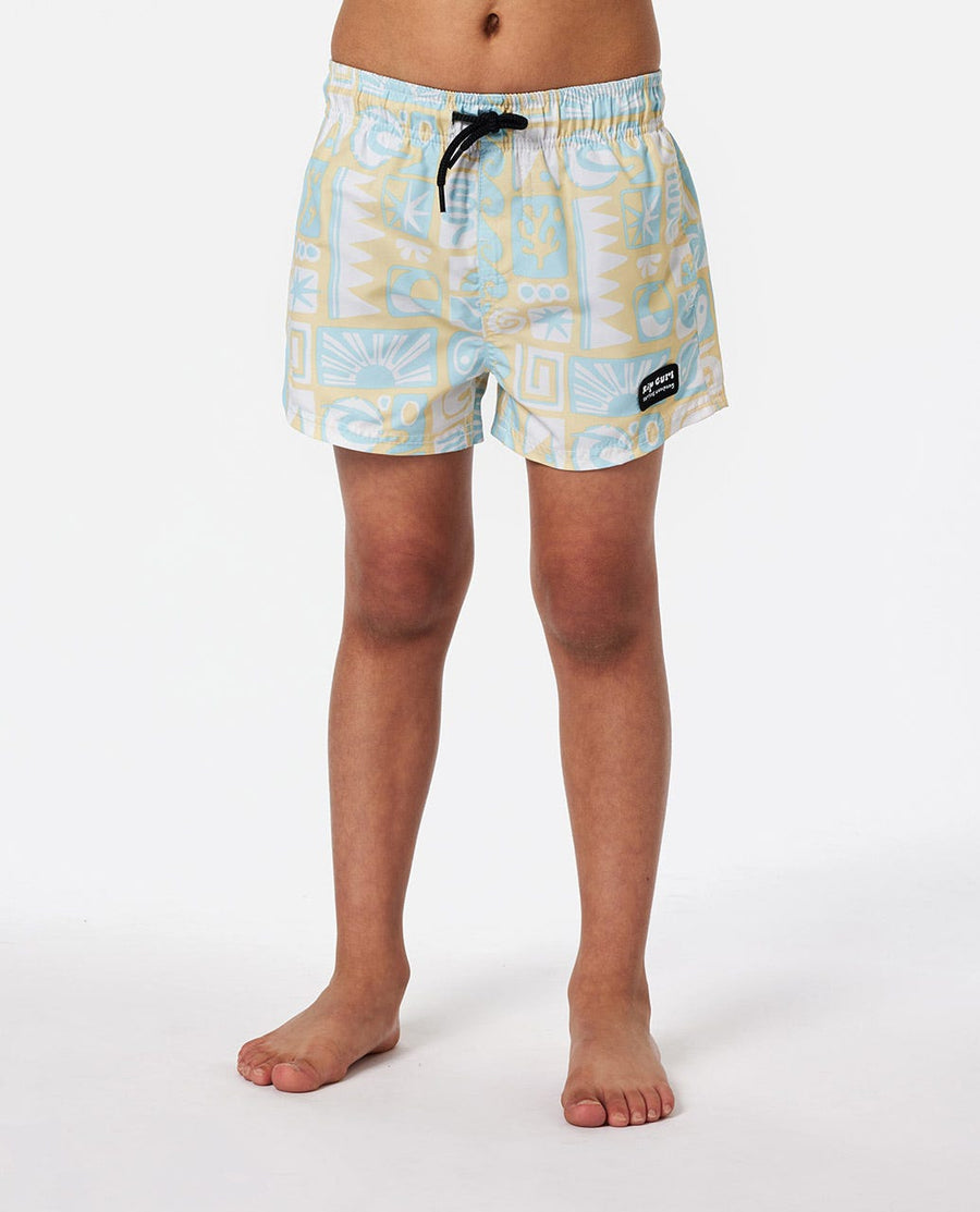 RIP CURL BOYS SURF GEO VOLLEY BOARDSHORTS  - STRAW