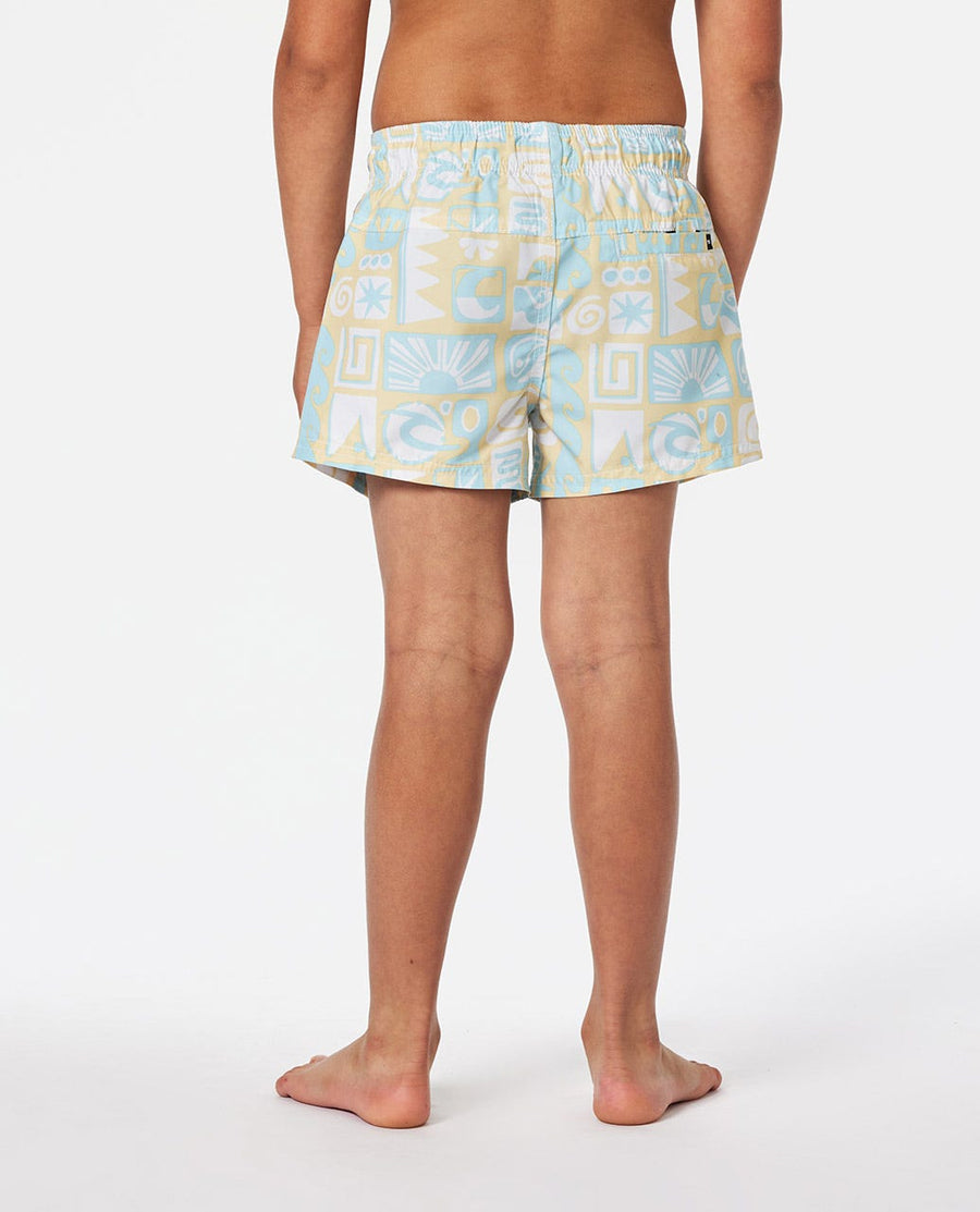 RIP CURL BOYS SURF GEO VOLLEY BOARDSHORTS  - STRAW