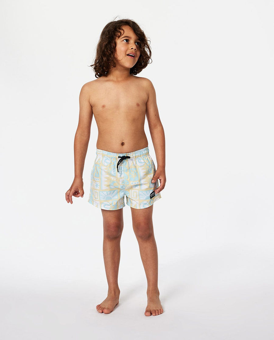 RIP CURL BOYS SURF GEO VOLLEY BOARDSHORTS  - STRAW