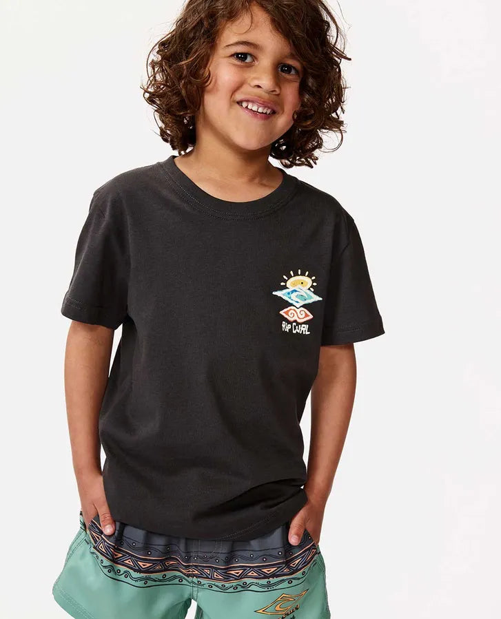 RIP CURL ICONS OF SHRED TEE-BOY - WASHED BLACK