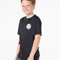 RIP CURL ICONS SURFLITE UPF SHORT SLEEVE BOY- BLACK