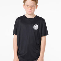 RIP CURL ICONS SURFLITE UPF SHORT SLEEVE BOY- BLACK
