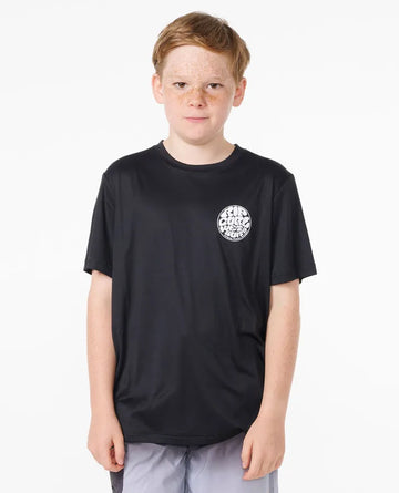 RIP CURL ICONS SURFLITE UPF SHORT SLEEVE BOY- BLACK