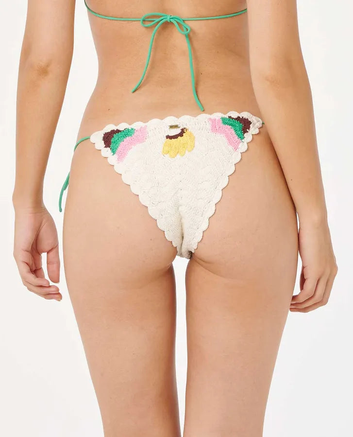 RIP CURL LUAU CROCHET TIE SIDE CHEEKY- OFF WHITE