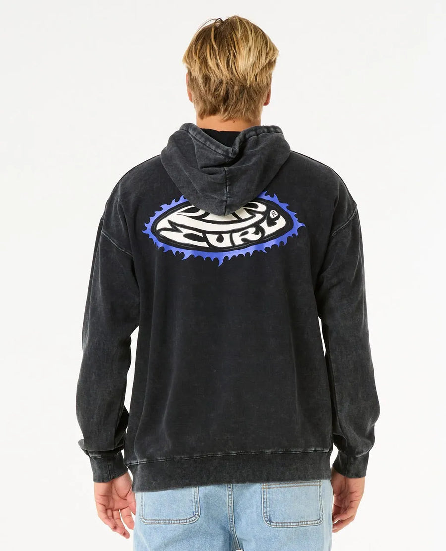 RIP CURL MENS RAW ENERGY HOODIE - WASHED BLACK
