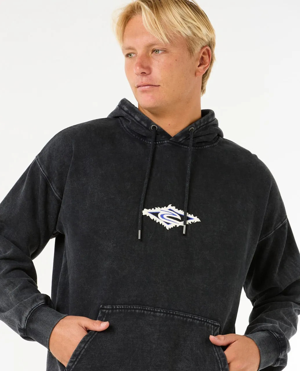RIP CURL MENS RAW ENERGY HOODIE - WASHED BLACK