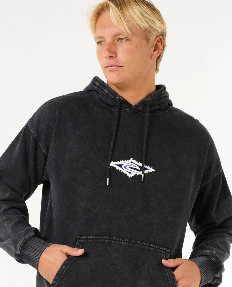 RIP CURL MENS RAW ENERGY HOODIE - WASHED BLACK