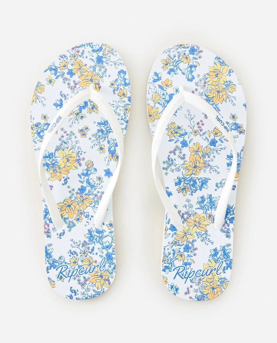 RIP CURL MIXED BLOOM OPEN TOE - WHITE/YELLOW