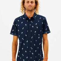 RIP CURL PARADISE PALMS SHORT SLEEVE SHIRT -  NAVY