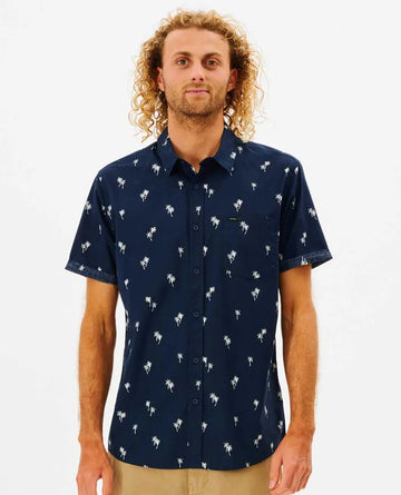 RIP CURL PARADISE PALMS SHORT SLEEVE SHIRT -  NAVY