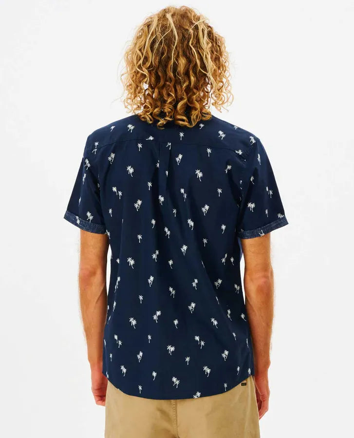 RIP CURL PARADISE PALMS SHORT SLEEVE SHIRT -  NAVY