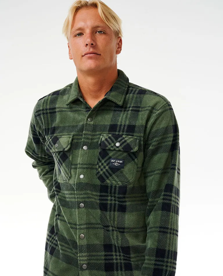 RIP CURL PARTY PACK POLAR FLEECE SHIRT- DARK OLIVE