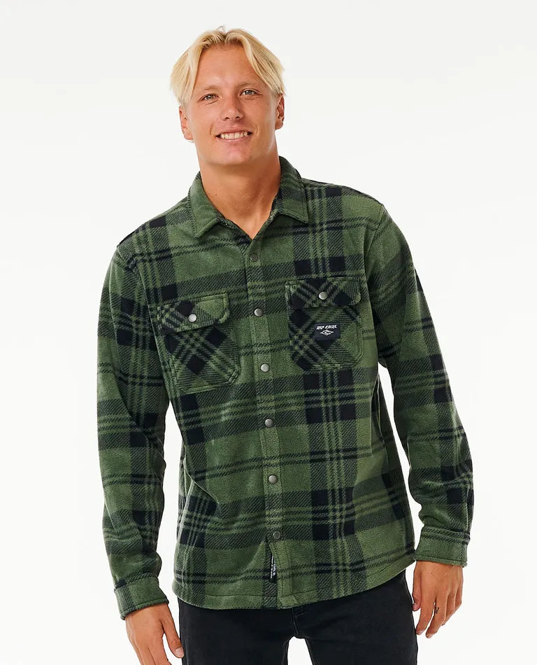 RIP CURL PARTY PACK POLAR FLEECE SHIRT- DARK OLIVE